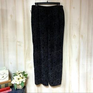Talbots NWT Black Silk Blend Beaded Pants Sz 16 Formal Dress Embroidered Floral